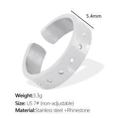 Concise easy match rhinestone setting stainless steel big hoop earrings finger rings