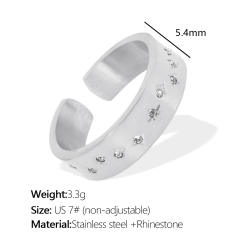 Concise easy match rhinestone setting stainless steel big hoop earrings finger rings