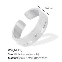 Concise easy match rhinestone setting stainless steel big hoop earrings finger rings