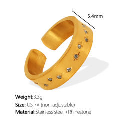 Concise easy match rhinestone setting stainless steel big hoop earrings finger rings