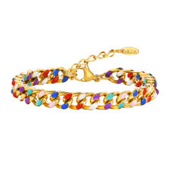 18KG color enamel cuban link chain stainless steel bracelet