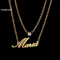 Delicate two layer custom name diamond necklace stainless steel necklace
