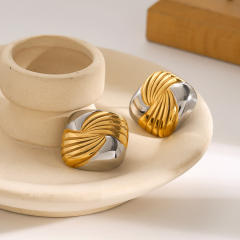 18KG unique mix color chunky square stainless steel earrings