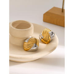 18KG unique mix color chunky square stainless steel earrings