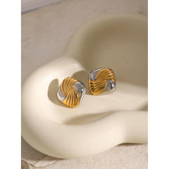 18KG unique mix color chunky square stainless steel earrings