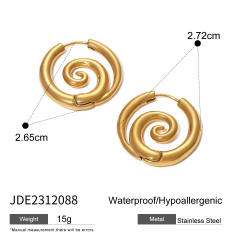18KG sunmmer sprial circle design stainless steel earrings hoop earrings