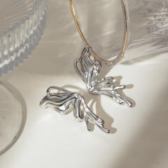 Y2K gothic trend silver butterfly stainless steel earrings
