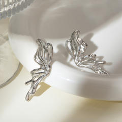 Y2K gothic trend silver butterfly stainless steel earrings