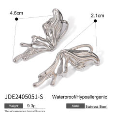 Y2K gothic trend silver butterfly stainless steel earrings