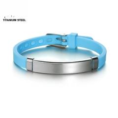 Sweet summer candy color Silica gel bracelet stainless steel bar engrave letter bracelet