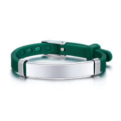 Sweet summer candy color Silica gel bracelet stainless steel bar engrave letter bracelet