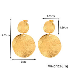 Gold color chunky flower geometric stainless steel dangle earrings collection