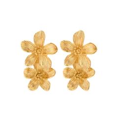 Gold color chunky flower geometric stainless steel dangle earrings collection
