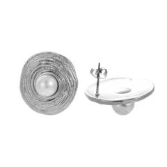 Silver color triangle button design stainless steel studs earrings collection