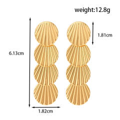Gold color chunky flower geometric stainless steel dangle earrings collection