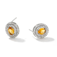 Creative oval shape cubic zircon colorful diamond studs earrings
