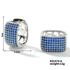 Summer colorful rhinestone pave setting diamond huggie earrings