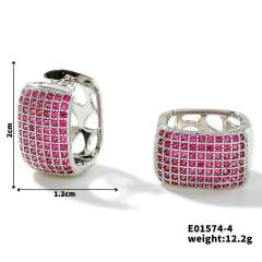 Summer colorful rhinestone pave setting diamond huggie earrings