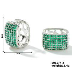 Summer colorful rhinestone pave setting diamond huggie earrings