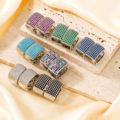 Summer colorful rhinestone pave setting diamond huggie earrings