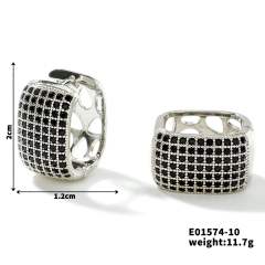 Summer colorful rhinestone pave setting diamond huggie earrings