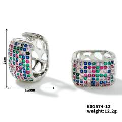 Summer colorful rhinestone pave setting diamond huggie earrings