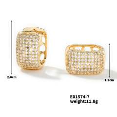 Summer colorful rhinestone pave setting diamond huggie earrings