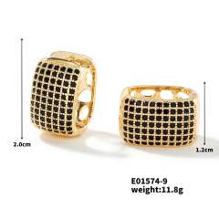 Summer colorful rhinestone pave setting diamond huggie earrings