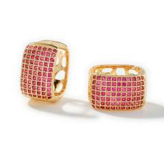 Summer colorful rhinestone pave setting diamond huggie earrings