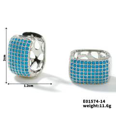 Summer colorful rhinestone pave setting diamond huggie earrings
