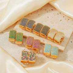 Summer colorful rhinestone pave setting diamond huggie earrings