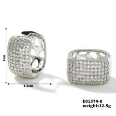 Summer colorful rhinestone pave setting diamond huggie earrings