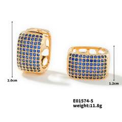 Summer colorful rhinestone pave setting diamond huggie earrings