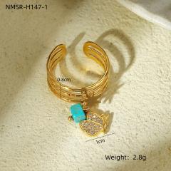 Vintage natural stone stainless steel finger rings collection