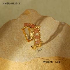 Vintage natural stone stainless steel finger rings collection