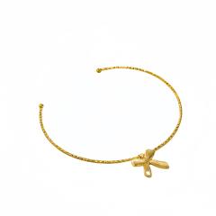 Personality easy match sweet bow charm stainless steel cuff choker necklace