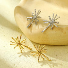 18KG elegant firework stainless steel studs earrings