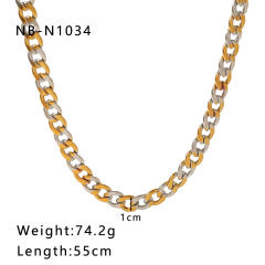 Punk trend mix color stainless steel cuban link chain necklace for men women