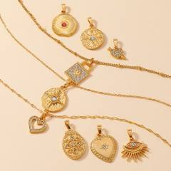 Delicate diamond sun evil eye stainless steel pendant diy accessory charm without chain
