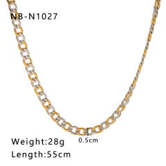 Punk trend mix color stainless steel cuban link chain necklace for men women
