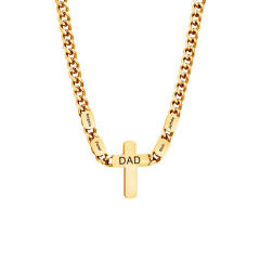 Hiphop cuban link chain cross pendant engrave letter necklace for men