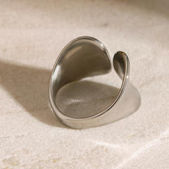 Concise easy match chunky mirror design stainless steel finger rings