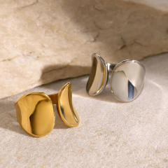 Concise easy match chunky mirror design stainless steel finger rings