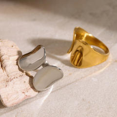 Concise easy match chunky mirror design stainless steel finger rings
