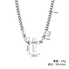 Hiphop cuban link chain cross pendant engrave letter necklace for men