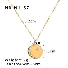 Delicate diamond round pendant zodiac pendant stainless steel necklace