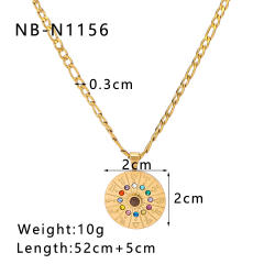 Delicate diamond round pendant zodiac pendant stainless steel necklace