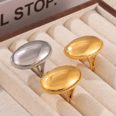 Chunky oval shape egg design stainless steel finger rings