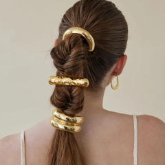 Chunky elegant hot sale stainless steel hair ties ponytail hair cuff
