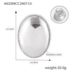 Chunky oval shape egg design stainless steel finger rings